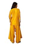 Neha Poddar_Yellow Kurta Silk Embroidered Cutwork Round Short With Harem Pant _Online_at_Aza_Fashions