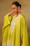 Shop_Neha Poddar_Green Kaftan Silk Embroidered Cutwork Round With Tulip Pant _Online_at_Aza_Fashions