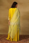 Shop_Neha Poddar_Yellow Kurta Organza Embroidered Pearl Closed Round Sharara Set _at_Aza_Fashions