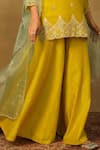 Buy_Neha Poddar_Yellow Kurta Organza Embroidered Pearl Closed Round Sharara Set _Online_at_Aza_Fashions