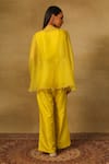 Shop_Neha Poddar_Yellow Short Kurta Organza Embroidered Pearl Round Pant Set _at_Aza_Fashions