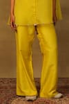 Neha Poddar_Yellow Short Kurta Organza Embroidered Pearl Round Pant Set _Online_at_Aza_Fashions