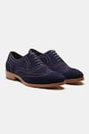 Buy_Kozasko_Blue Stitchline Thread Goodyear Welted Wingtip Oxfords _at_Aza_Fashions