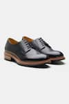 Buy_Kozasko_Black Stitchline Thread Goodyear Welted Plain Toe Blucher Shoes _at_Aza_Fashions