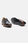 Shop_Kozasko_Black Stitchline Thread Goodyear Welted Plain Toe Blucher Shoes _Online_at_Aza_Fashions