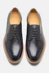 Shop_Kozasko_Black Stitchline Thread Goodyear Welted Plain Toe Blucher Shoes _at_Aza_Fashions