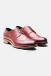 Buy_Kozasko_Maroon Stitchline Thread Goodyear Welted Bordeaux Longwing Blucher Shoes _at_Aza_Fashions