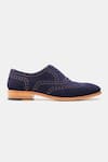 Shop_Kozasko_Blue Stitchline Thread Goodyear Welted Classic Wingtip Oxfords _Online_at_Aza_Fashions