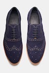 Shop_Kozasko_Blue Stitchline Thread Goodyear Welted Classic Wingtip Oxfords _at_Aza_Fashions