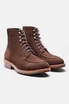 Buy_Kozasko_Brown Stitchline Thread Goodyear Welted Split Toe Derby Boots _at_Aza_Fashions