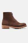 Kozasko_Brown Stitchline Thread Goodyear Welted Split Toe Derby Boots _Online_at_Aza_Fashions