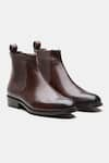 Buy_Kozasko_Brown Goodyear Welted Wholecut Solid Chelsea Boots _at_Aza_Fashions