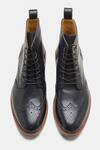 Shop_Kozasko_Black Goodyear Welted Wingtip Brogue Boots _at_Aza_Fashions