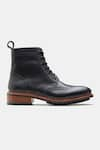 Kozasko_Black Goodyear Welted Wingtip Brogue Boots _Online_at_Aza_Fashions