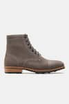 Kozasko_Grey Goodyear Welted Suede Captoe Boots _Online_at_Aza_Fashions