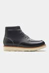 Kozasko_Black Goodyear Welted Moctoe Boots _Online_at_Aza_Fashions