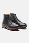 Buy_Kozasko_Black Goodyear Welted Moctoe Boots _at_Aza_Fashions