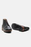 Shop_Kozasko_Black Goodyear Welted Moctoe Boots _Online_at_Aza_Fashions