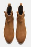 Shop_Kozasko_Brown Caramel Suede Jodhpur Boots _at_Aza_Fashions