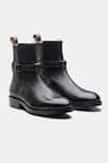 Buy_Kozasko_Black Goodyear Welted Buckle Strap Boots _at_Aza_Fashions