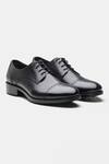 Buy_Kozasko_Black Goodyear Welted Semi Brogue Captoe Derby Shoes _at_Aza_Fashions