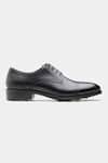 Kozasko_Black Goodyear Welted Semi Brogue Captoe Derby Shoes _Online_at_Aza_Fashions