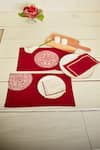 Shop_Inheritance India_Maroon 100% Cotton Block Print Rangoli 4 Pcs Table Mats _at_Aza_Fashions