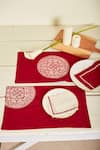 Buy_Inheritance India_Maroon 100% Cotton Block Print Rangoli 4 Pcs Table Mats _Online_at_Aza_Fashions