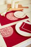 Buy_Inheritance India_Maroon 100% Cotton Block Print Rangoli 4 Pcs Table Mats 