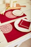 Shop_Inheritance India_Maroon 100% Cotton Block Print Rangoli 4 Pcs Table Mats 