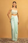 Buy_Esha Koul_Sky Blue Georgette Embroidery Gota Sweetheart Blouse And Draped Dhoti Skirt Set _Online_at_Aza_Fashions