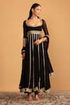 Buy_Esha Koul_Black Georgette Embroidery Gota Square Anarkali And Churidaar Set _at_Aza_Fashions