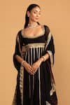 Buy_Esha Koul_Black Georgette Embroidery Gota Square Anarkali And Churidaar Set _Online_at_Aza_Fashions