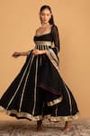 Shop_Esha Koul_Black Georgette Embroidery Gota Square Anarkali And Churidaar Set _Online_at_Aza_Fashions