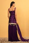 Shop_Esha Koul_Purple Chanderi Embroidery Gota Sweetheart Kurta And Sharara Set _at_Aza_Fashions