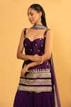 Buy_Esha Koul_Purple Chanderi Embroidery Gota Sweetheart Kurta And Sharara Set 