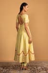 Shop_Esha Koul_Green Chanderi Embroidery Gota Leaf Anarkali And Churidar Set _at_Aza_Fashions