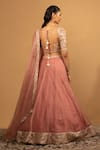 Shop_Esha Koul_Pink Georgette Embroidery Gota V-neck Blouse And Lehenga Set _at_Aza_Fashions