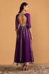 Shop_Esha Koul_Purple Georgette Embroidery Gota Square Embellished Anarkali And Churidar Set _at_Aza_Fashions