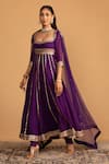 Buy_Esha Koul_Purple Georgette Embroidery Gota Square Embellished Anarkali And Churidar Set _Online_at_Aza_Fashions