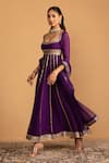 Shop_Esha Koul_Purple Georgette Embroidery Gota Square Embellished Anarkali And Churidar Set _Online_at_Aza_Fashions