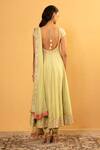 Shop_Esha Koul_Green Chanderi Embroidery Gota Sweetheart Anarkali And Churidar Set _at_Aza_Fashions