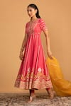 Esha Koul_Pink Georgette Embroidery Gota Round Patchwork Anarkali And Churidaar Set _Online_at_Aza_Fashions