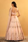 Shop_Esha Koul_Pink Chanderi Embroidery Gota Patti Square Sequin Blouse And Lehenga Set _at_Aza_Fashions