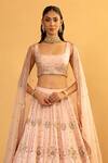 Buy_Esha Koul_Pink Chanderi Embroidery Gota Patti Square Sequin Blouse And Lehenga Set _Online_at_Aza_Fashions