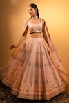 Buy_Esha Koul_Pink Chanderi Embroidery Gota Patti Square Sequin Blouse And Lehenga Set 