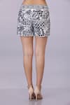 Shop_DILNAZ_White Blended Linen Embroidery Floral Burst Cutwork Shorts _at_Aza_Fashions