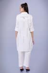 Shop_DILNAZ_White Blended Linen Embroidery Ivy Vine Collar Neck Pathani Tunic With Trouser _at_Aza_Fashions