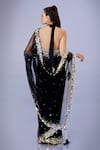 Shop_DILNAZ_Black Net Embroidery Sequin Pearl And Border Saree With Petticoat _at_Aza_Fashions