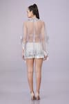 Shop_DILNAZ_Cream Stretch Power Net Embroidery Sequin Disco Pearl And Embellished Shorts _at_Aza_Fashions